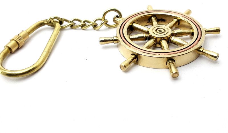 k.v handicrafts Brass Big Ship Wheel Locking Unisex Key Chain