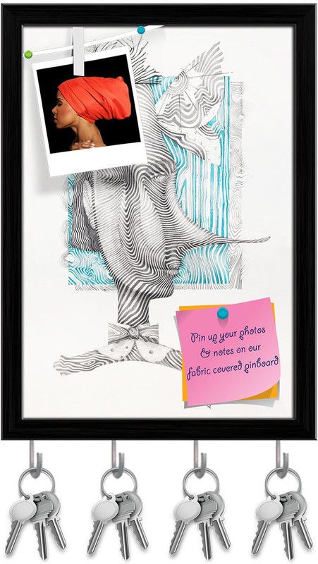 Artzfolio Surreal Artwork Pin Board with Key Holder Hooks Black Frame 6x8.2inch (15x21cms) Cork Bulletin Board  (Multicolor 6 x 8.2 inch (15 x 21 cms))
