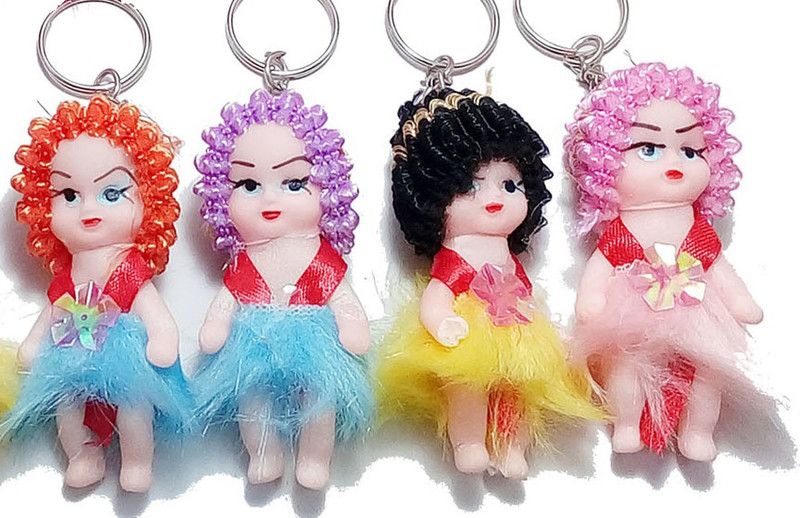 kd collections Cute Mini Doll Keychain Set Multicolor (4 Pieces) Key Chain