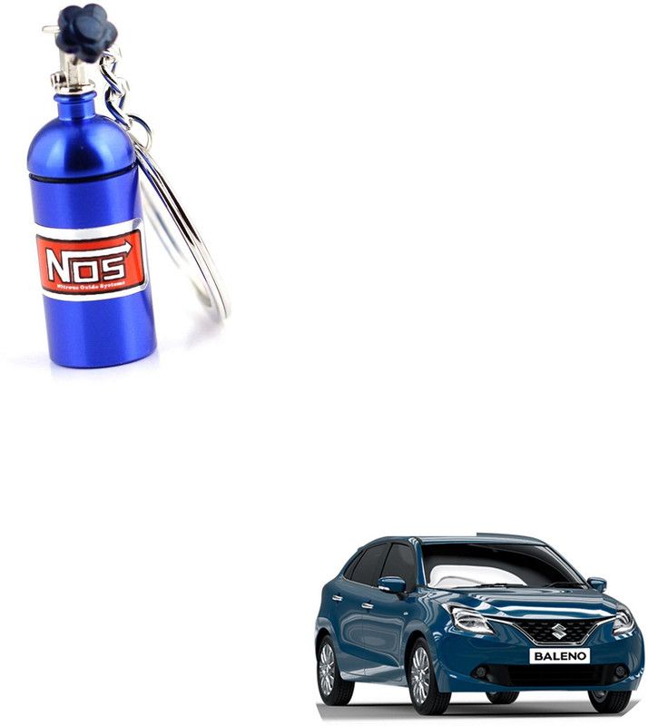 SEMAPHORE NOS Bottle Keychain Pill Box Storage Key Ring Blue for Maruti Baleno Key Chain