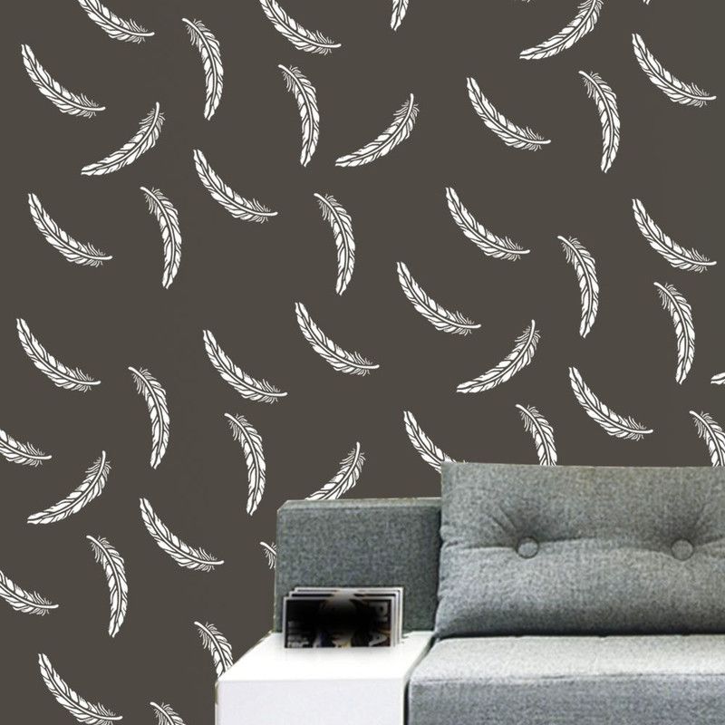 Arhat Stencils Glossy PVC ASR-E589 Beautiful Feather Reusable -Motiff Wall Decor (Size:-6X12 INCHES) Stencil  (Pack of 1, wall art)