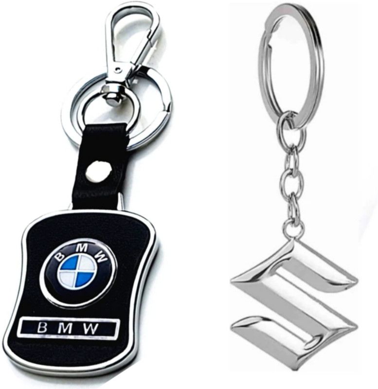 JAINSON MARTIN Combo of Suzuki Logo Metal & BMW Leather Hook Keychain Best Quality Key Chain