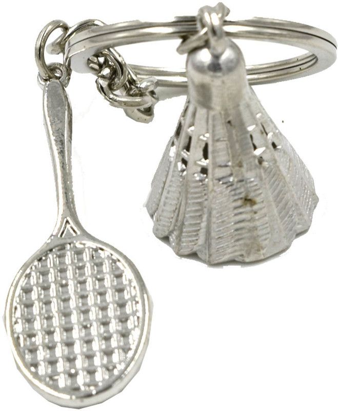 faynci Badminton High Quality Silver Metal Key Chain for Gifting Badminton Lover Key Chain