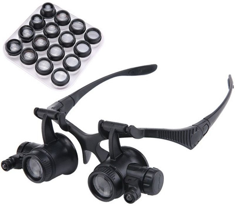 Pia International WATCH REPAIR 8LENS 2.5X 4X 6X 8X 10X 15X 20X 25X 2LED 2.5X 4X 6X 8X 10X 15X 20X 25X Magnifying Glass  (Black)