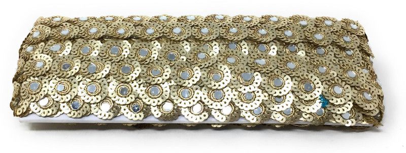 Inhika 9 Meters Lace Border Material, Real Mirror Embroidered, Net Fabric (2 cm Wide, Brown ) for saree dupatta lehenga blouse Lace Reel  (Pack of 1)