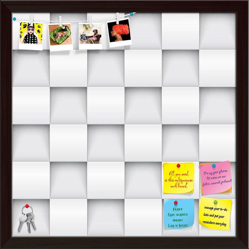 Artzfolio Geometric 3D Tile Pattern Notice Pinboard Dark Brown Frame 24x24inch (61x61cms) Cork Bulletin Board  (Multicolor 24 x 24 inch (61 x 61 cms))