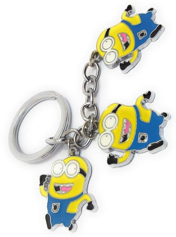 MGP FASHION High Quality Yellow Blue Cartoon Triple Minion Multicolour Charm Pendant Party Gift Friend Family Keyring Key Chain