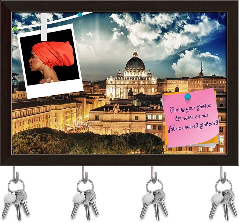 Artzfolio Rome Buildings With Vatican St Peter Dome Italy Pinboard Dark Brown11.6x8in Cork Bulletin Board  (Multicolor 11.6 x 8 inch (29 x 20 cms))