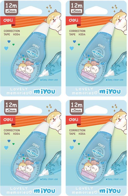 Deli EH354 5 mm Correction Tape  (Set of 4, Blue)