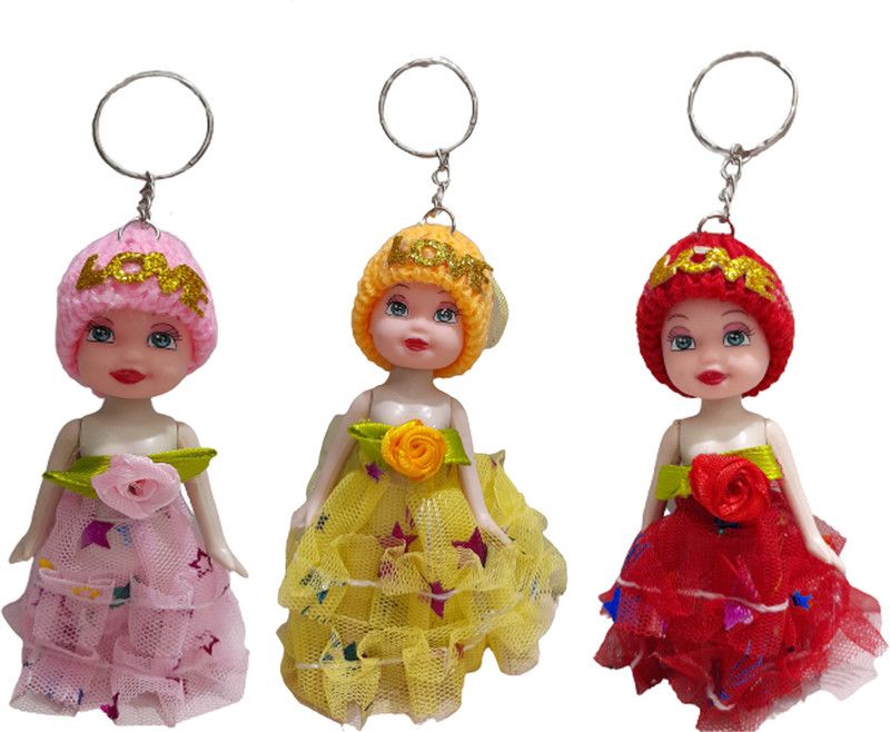 ZZZ Fashion Designer and Stylish Multicolored Dolls Keyring Key Chain
