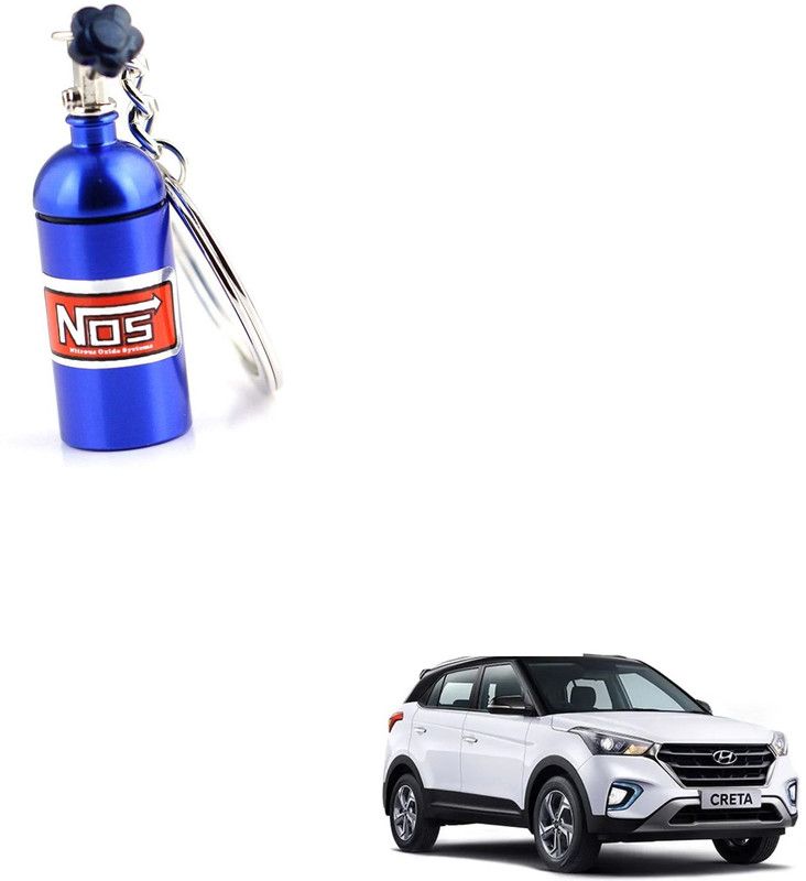 SEMAPHORE NOS Bottle Keychain Pill Box Storage Key Ring Blue for Hyundai Creta Key Chain