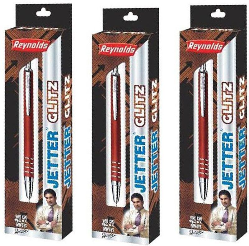 Reynolds Jetter Glitz Ball Pen  (Pack of 3, Blue)