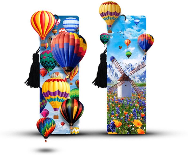 ULTRA 3D Lenticular Bookmarks - set of 2 - Hot Air Ballon Bookmarks Bookmark  (Hot Air Ballon, Multicolor)