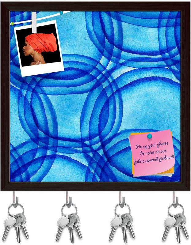 Artzfolio Backdrop Water Ripples Pinboard with Key Holder Hooks Dark Brown Frame 20x20inch Cork Bulletin Board  (Multicolor 20 x 20 inch (51 x 51 cms))