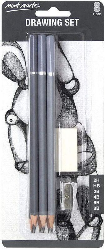 Mont Marte 2H/HB/2B/4B/6B/8B Pencil  (Pack of 8)