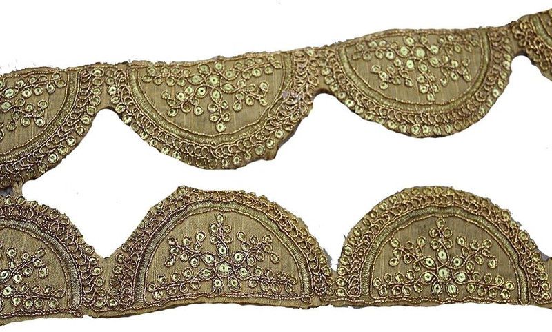 CMHOWLITE Golden Fancy Sequins and Zari Work Embroidered Border, Package of 9 Meter,Width 2 inch (5.08 cm) for Bridal Lehenga, Party Saree,Dupatta Lace Reel  (Pack of 1)