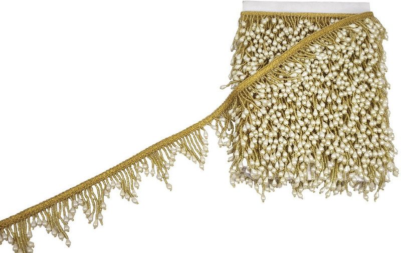 Utkarsh (9mtr & Width:5.5cm) Golden Gota Kinari Latkan Jhaalar Saree Suit Trim Border for Bridal Dresses Suits Sarees Falls Lehengas Embroidery Designing Embellishing Lace Reel  (Pack of 1)