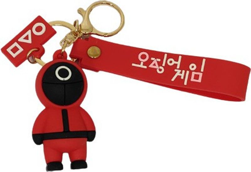 Rudrav Squid Games Multipurpose Keychain With Rubber Strap (Red and Black) Key Chain