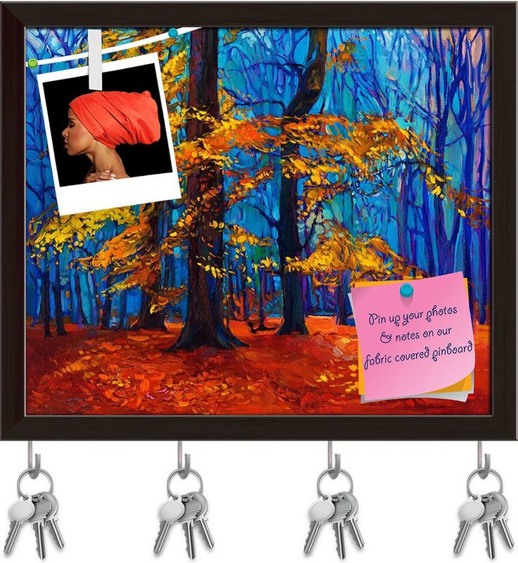 Artzfolio Artwork Of Beautiful Autumn Tree D2 Pinboard & Key Hooks Dark Brown19.1x16in Cork Bulletin Board  (Multicolor 19.1 x 16 inch (49 x 41 cms))