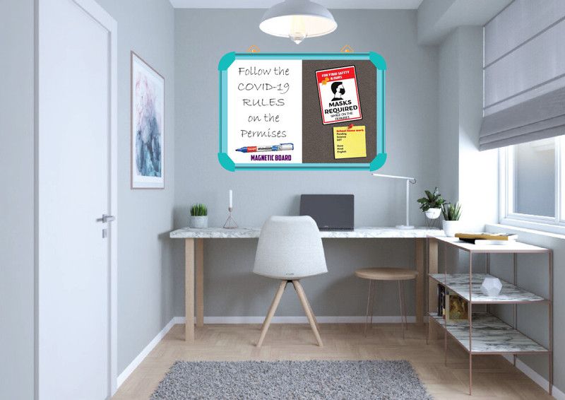 Sunway Display System MAGNETIC board 2*2 feet, AQUA Aluminium (GREYSTO) Board CORK Bulletin Board  (GREYSTO)