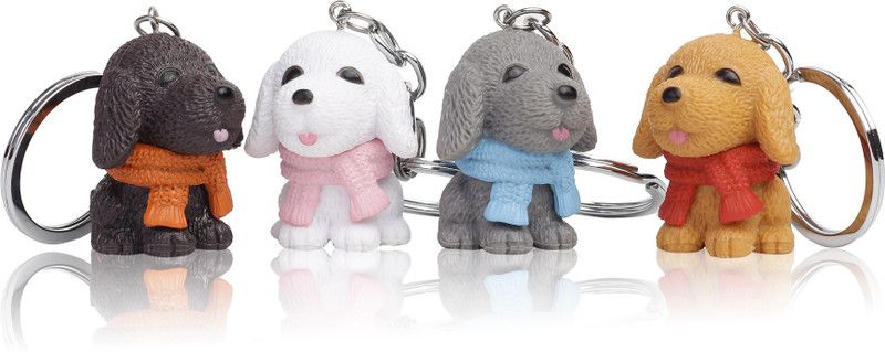 RainSound PVC Dog Cute Animal (Pack Of 4) Key Chain