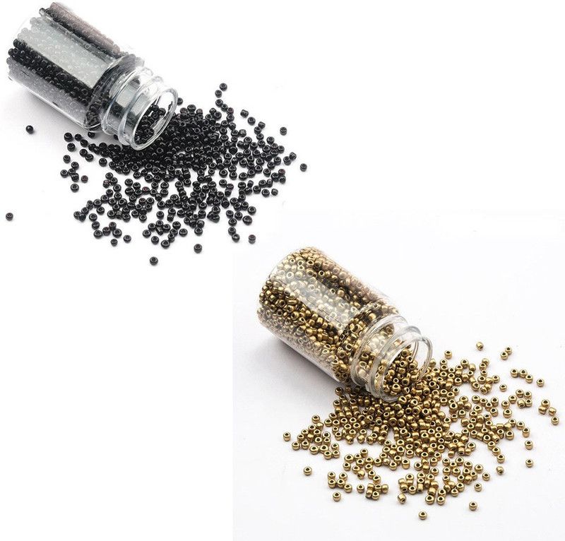AN Sunshine 100 Gram Seed Beads Black Golden Black Golden Beads  (100 g)
