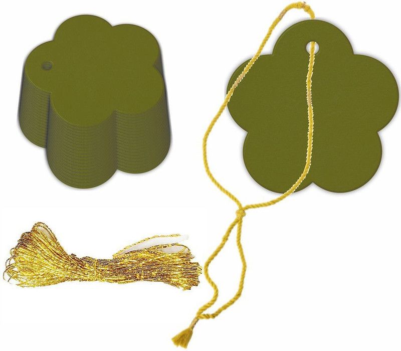 KREEPO Gift Tags Craft Paper with Golden String for Writable Tags, Party-Celebration Non-Adhesive Paper Label  (Meadow)