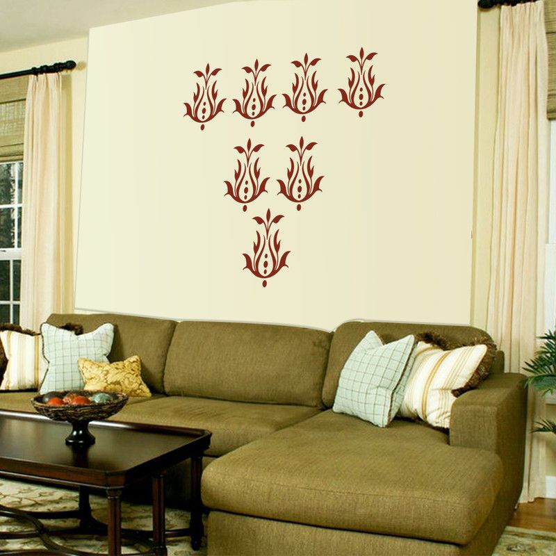 Arhat Stencils Glossy PVC ASR-E579 Beautiful Damask-Floral Motiff - Reusable Wall decor-(Size:-9X14 INCHES) Stencil  (Pack of 1, wall art)