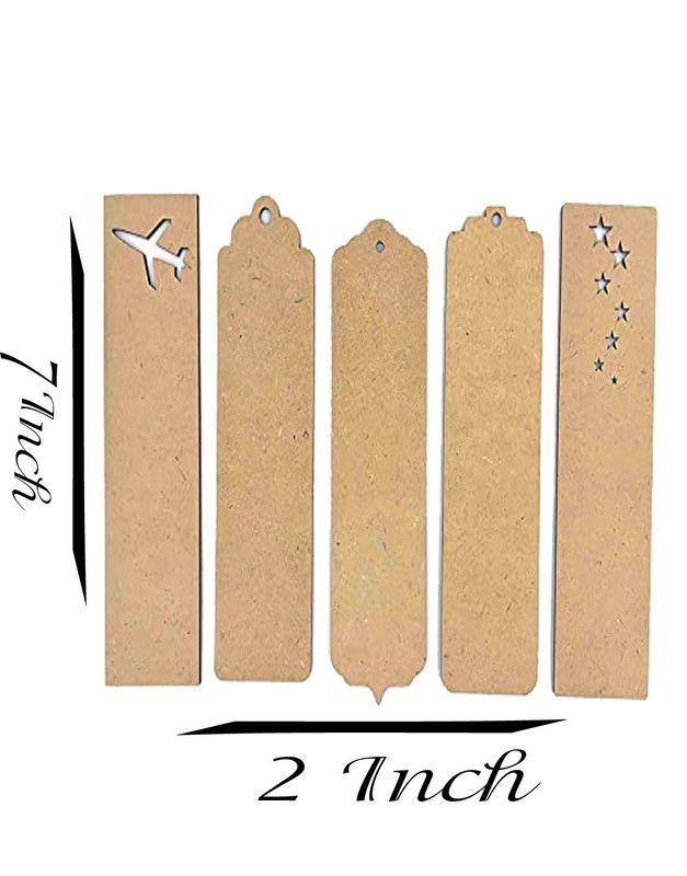 Vertical Root Inc Blank Cutouts Bookmark Size 7 x 2 Inch - Painting Wooden Sheet Craft, Decoupage Set of 5 Plain MDF Blank Cutouts Bookmark  (Cutouts Blank Bookmark, Beige)