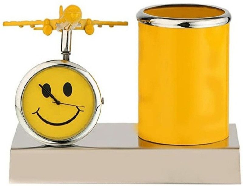 SMART WORLD 1 Compartments METAL YELLOW(Colour) special encrafted PEN STAND & DESK ORGANISER  (Yellow)