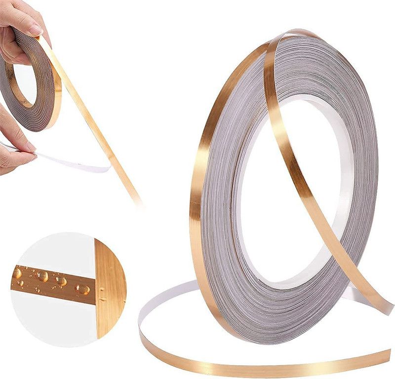 PURCHASE ZONE Tile Gap Sticker Waterproof | 50 Meters Golden Tape, Self adessive| Tile Stickers for Flooring |Tile Decoration Tape | Gap Sealing Tape Strip (0.5 cm*50 m) golden tape (Manual)  (Golden)