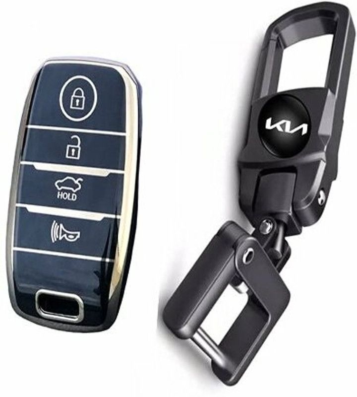 Greenworld Black Keychain for Kia With Button Smart key TPU cover Sutable for all Kia Car Key Chain