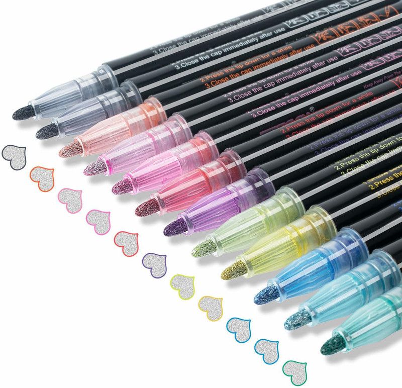 URBAN BOX Outline Markers for Greeting Cards, DIY Craft Projects  (Set of 12, Multicolor)
