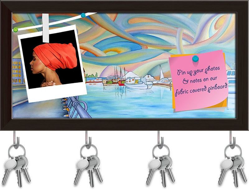 Artzfolio Seattle Waterfront Mt Rainier Washington D1 Pinboard Key Hook Dark Brown15.8x8in Cork Bulletin Board  (Multicolor 15.8 x 8 inch (40 x 20 cms))