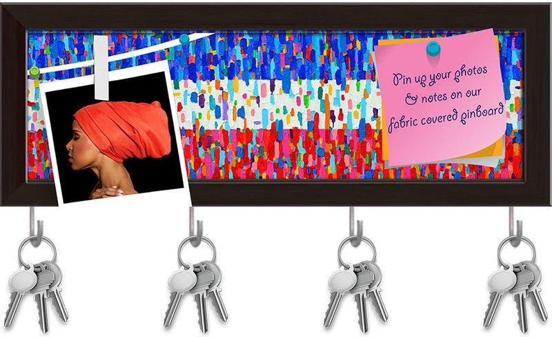 Artzfolio Flag Of Thailand D3 Pinboard with Key Holder Hooks Dark Brown Frame 17.7x6inch Cork Bulletin Board  (Multicolor 17.7 x 6 inch (45 x 15 cms))