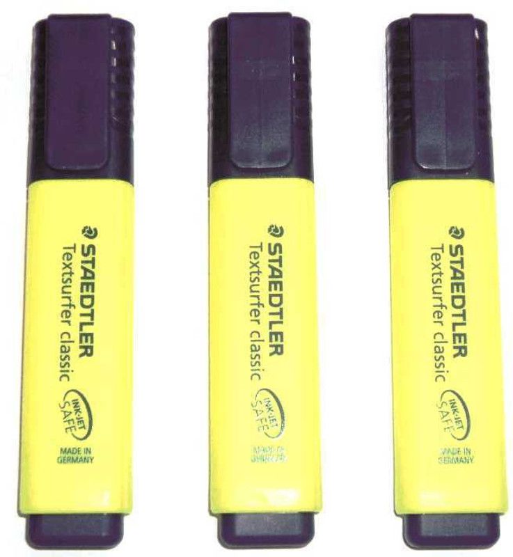 STAEDTLER Yellow Highlighter (Set of 3)  (Set of 3, Yellow)