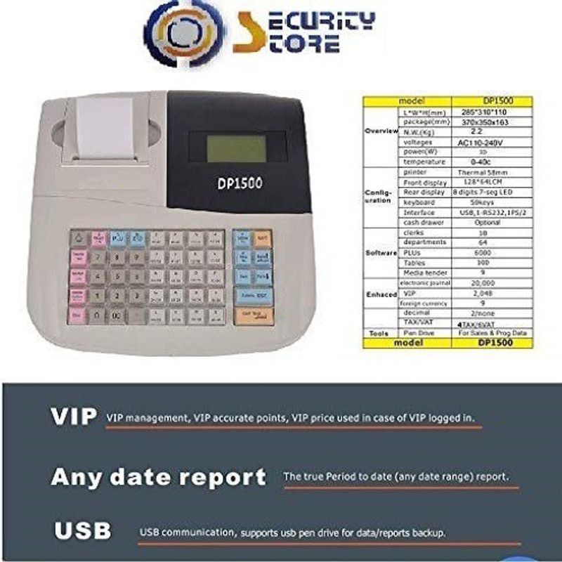 Security Store cash register billing machine 6000 item capacity Table Top Cash Register  (LED Screen)