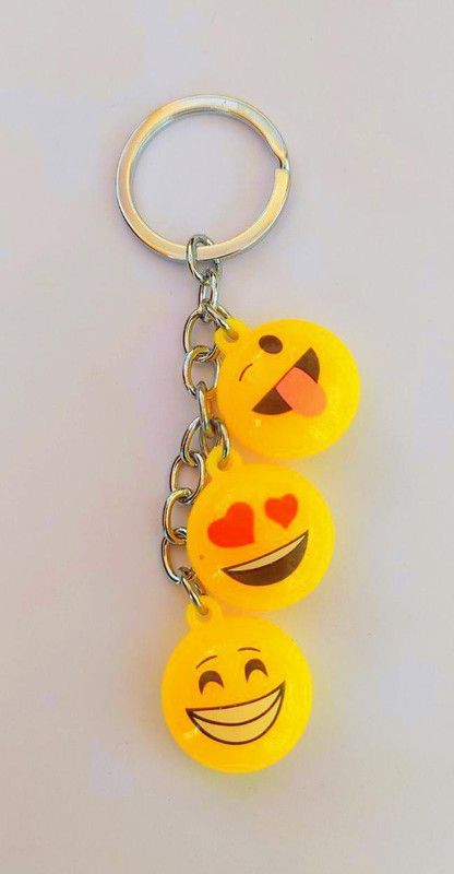 Seven Hills Collections Cute Love PVC Smiley Emoji 3 Faces Key chain Key Chain