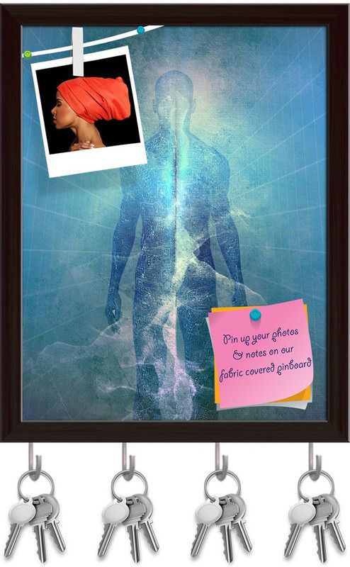 Artzfolio Abstract Man Of Light Pinboard with Key Holders Dark Brown Frame12x15.2inch Cork Bulletin Board  (Multicolor 12 x 15.2 inch (30 x 39 cms))
