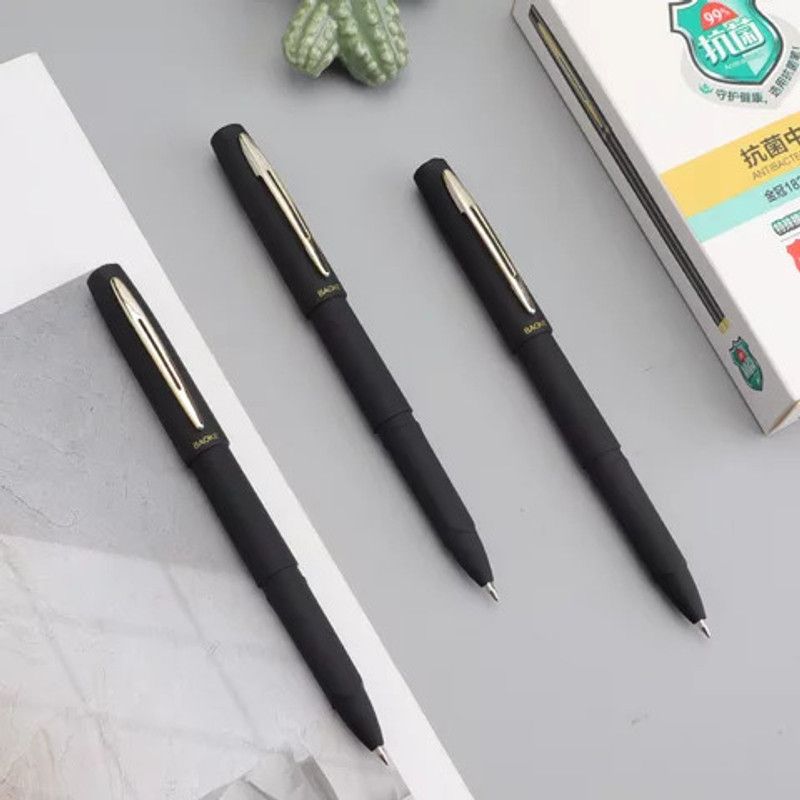 Baoke 1.0mm Black Ink Smooth Gel pen pack 6pcs+2pcs 0.5mm Red/Black Signature Pen Free Gel Pen  (Pack of 6, Black)