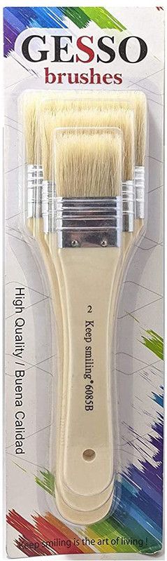 keep smilingg izone Art Hog Hair Artists Hobbyists Brush Set (Brushes (Set of 3) (Size-2, 4, 6))  (Set of 3, Beige)