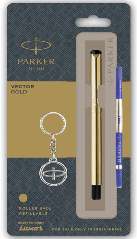 PARKER Vector Gold Roller Pen With Keychain Roller Ball Pen  (Blue)