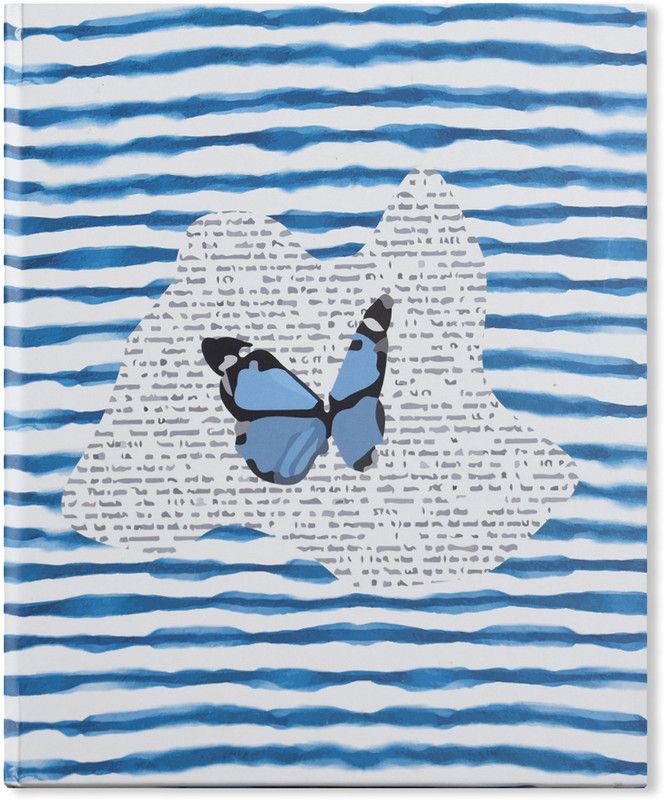 Papboo Blue Butterfly Diary Assorted Journal Single Ruiling 140 Pages  (Blue white)