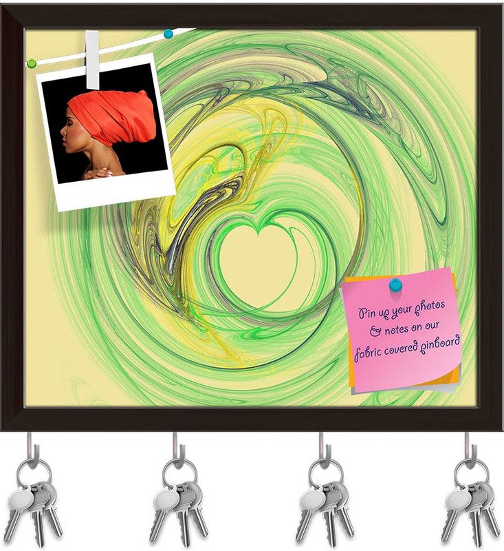 Artzfolio Emotional Hazy Pinboard with Key Holder Hooks Dark Brown Frame 9.4x8inch Cork Bulletin Board  (Multicolor 9.4 x 8 inch (24 x 20 cms))