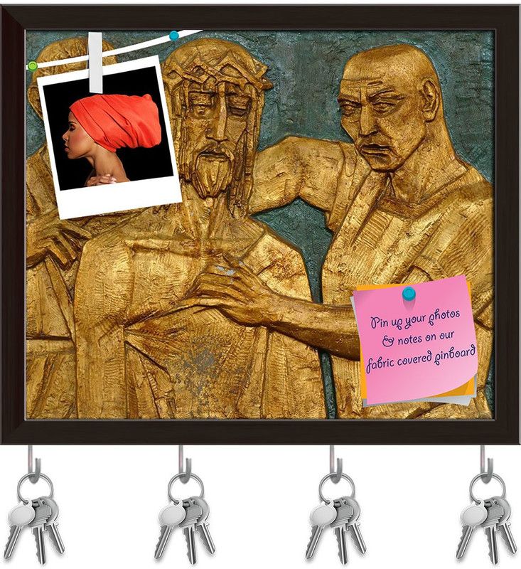 Artzfolio 10th Station Of Cross Jesus Stripped Of His Garments Pinboard Dark Brown19x16in Cork Bulletin Board  (Multicolor 19 x 16 inch (48 x 41 cms))