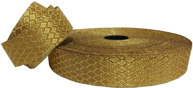 Stylewell CWG0134 (45 Mtr) Roll Of Golden Shining Rhombus pattern Gota Patti Embroidery Trim Lace Border with 2.5 cm Width for Saree,suit,dresses Embellishment,fashion Designing,craftworks Lace Reel  (Pack of 1)