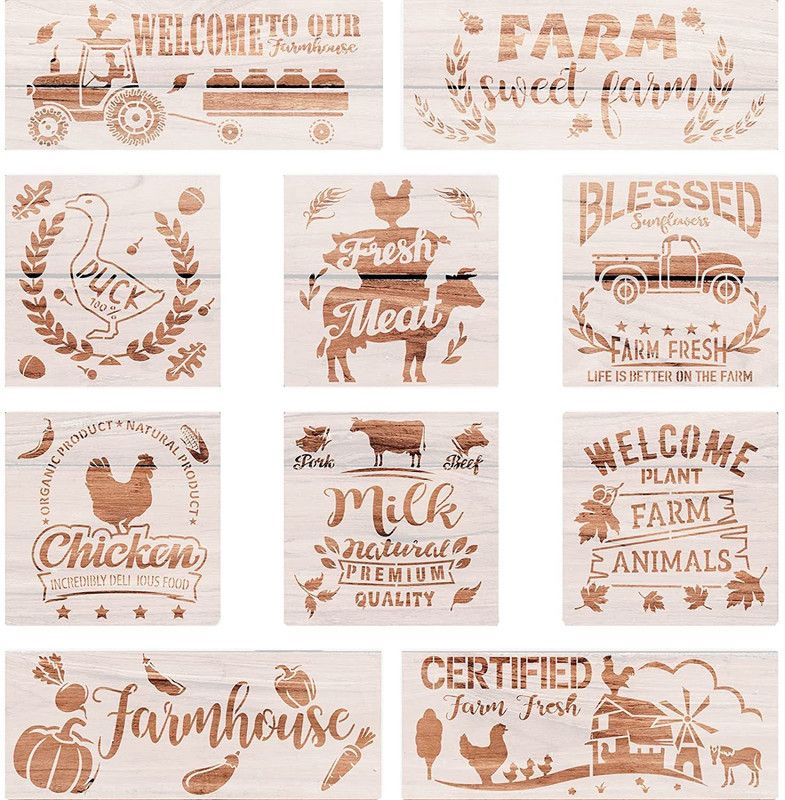 IVANA'S for Art Card Making Journaling Scrapbooking DIY Furniture Wall Floor Painting o n Wood Fabric Stencil  (Pack of 10, Art & Craft Paitning Stencil)