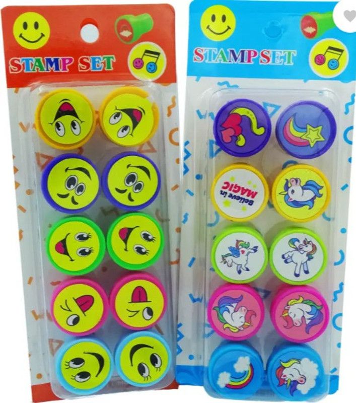 FATFISH Unicorn&Smile Stamp For Kids Boy And Girl (Set Of 20)  (Set Of 20, Multicolor)