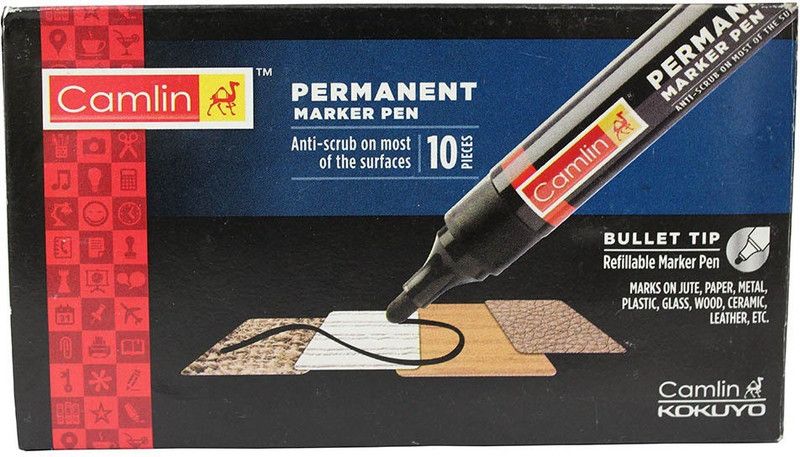 Camlin Permanent Marker  (Set of 10, Black (5 Pen), Blue (5 Pen))