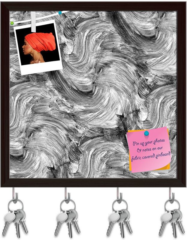 Artzfolio Abstract Artwork D53 Pinboard with Key Holder Hooks Dark Brown Frame 8x8inch Cork Bulletin Board  (Multicolor 8 x 8 inch (20 x 20 cms))
